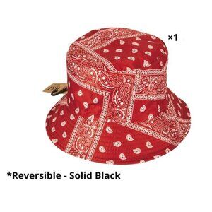 New Paisley Red Bucket Hat Adult Summer Shade Outdoor One Size Bandana Print NWT